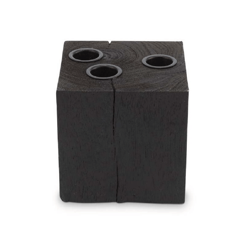leuke kandelaar omkeerbaar van hout in de kleur zwart